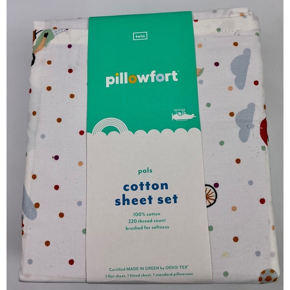 Pillowfort Pals Twin Cotton Sheet Set Kids Bedding Children's Room Decor - Picture 1 of 7